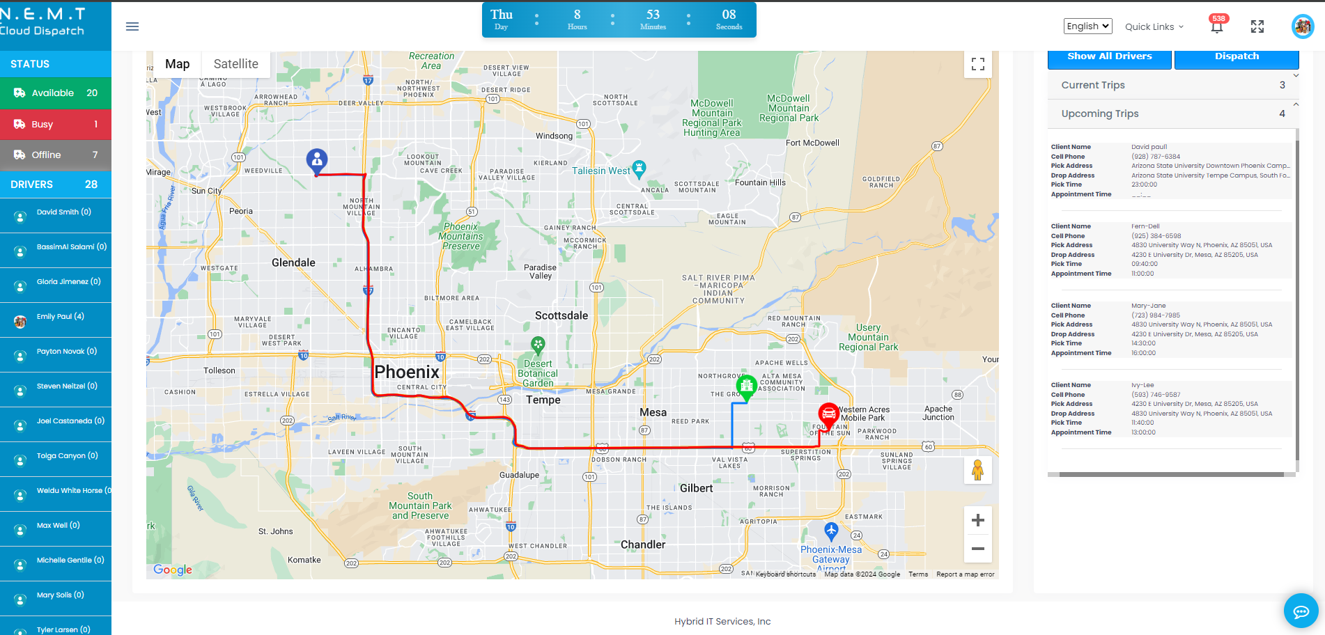 screenshot of NEMT Cloud Dispatching